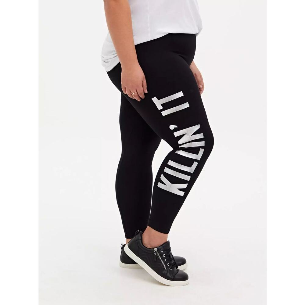 Torrid Black Killin' It Leggings High Waist Metallic Pants Plus Size: 1X (14/16)